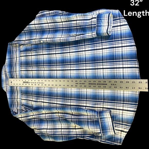 Beverly Hills Polo Club Mens Long Sleeve Button Down Shirt Blue Plaid Size XXL - Picture 11 of 11